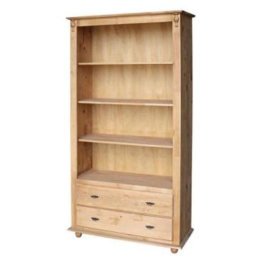 Imagem de Estante de Madeira Antique com 3 Prateleiras e 2 Gavetas - 202 - Meyer