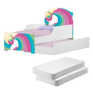 Imagem de Mini Cama Infantil com Auxiliar Pop Lindo Unicórnio com Colchões - Cam