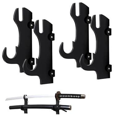 Imagem de BYTOTU Suporte de Parede para Espada de Samurai-Suporte de Parede para Katana -(Preto-Conjunto de 2) Suporte de Parede para Espada-Suporte de Parede para Espada de Samurai de 2 Camadas-Suporte de Pare