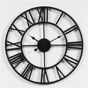 Imagem de Relógios de parede modernos de metal, vintage, redondo, silencioso, sem tique-taque, relógio com números romanos para sala de estar/quarto/decoração de parede de cozinha