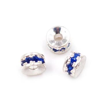 Imagem de Malahill 30 contas espaçadoras de zircônia cúbica para fabricação de joias, 4 * 2 mm prata-azul