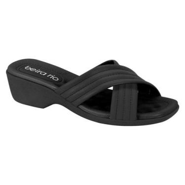 Imagem de Tamanco Feminino Beira Rio Conforto Tiras Cruzadas, Preto, 36