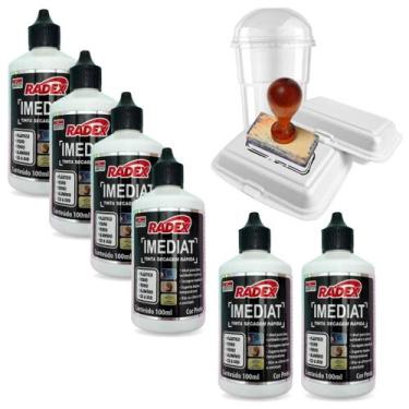 Imagem de Kit 6 Tinta Para Carimbo Secagem Rápida Para Plástico 100ml Radex - Ti