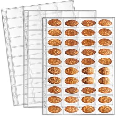 Imagem de tutata Mangas de centavo prensadas tamanho carta, mangas com 40 bolsos, porta-moedas prensado para colecionadores, serve para fichário padrão de 3 anéis, pacote com 15