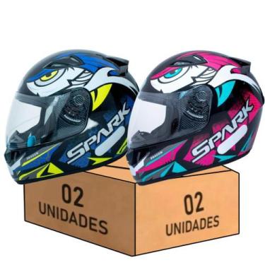Imagem de Kit Capacete Moto Ebf Spark Dragon Rosa E Dragon Azul, Rosa / Azul, 60