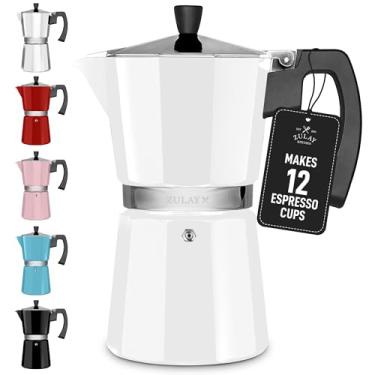 Imagem de Cafeteira Zulay Moka Pot - à prova de vazamento, aço inoxidável, fácil de limpar, alça e botão resistentes ao calor - para café expresso autêntico estilo cubano e italiano - Faz 12 xícaras de café