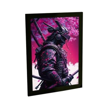 Imagem de Quadro Decorativo Samurai De Armadura Arvore Rosa Cerejeira Quarto Sala Decoração Poster