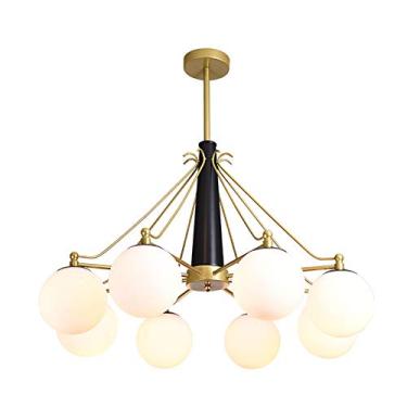 Imagem de Moderno 8 luzes ouro metal Sputnik candeeiro suspenso ajustável cromado durante a luz esférica vidro Plafon LED teto para cozinha sala de jantar da ilha bar - preto e dourado 8 cabeças