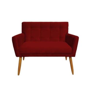 Imagem de Namoradeira Decorativa Onix Suede Vermelho 2 Lugares Pés Madeira Ms De