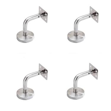 Imagem de 4 peças de suporte de corrimão de aço inoxidável 304 premium ajustável, suportes de trilho de mão para escadas internas e externas, corrimão de parede com parafuso de expansão de ferro de montagem