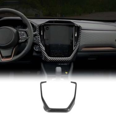 Imagem de Capa de acabamento do painel do console central compatível com Subaru Forester 2025, ABS Central Console GPS Navigation Panel Frame Molding Trim Strip Acessórios de proteção interior (padrão de fibra