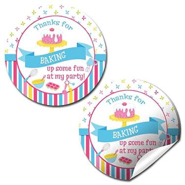 Imagem de Etiquetas adesivas para festa de aniversário para assar e cozinhar, 40 adesivos de círculo de festa de 5 cm da AmandaCreation, ótimos para lembrancinhas de festa, selos de envelope e sacolas de