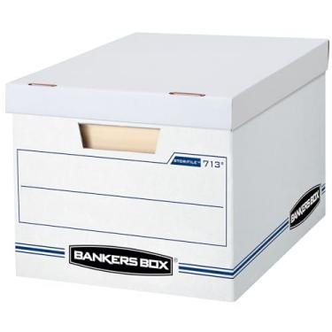 Imagem de Bankers Box Caixas de armazenamento STOR/FILE, configuração padrão, tampa de elevação, carta/jurídico, pacote com 6 (0071303), branco
