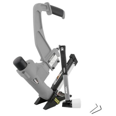 Imagem de NuMax Grampeador de piso pneumático SFL618 calibre 15,5 e calibre 16 5 cm com martelo de piso e placas de base intercambiáveis