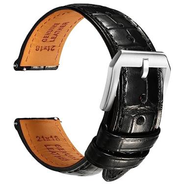 Imagem de REZERO Pulseiras de couro masculinas de liberação rápida, pulseiras de relógio de luxo em relevo de grão de jacaré italiano de substituição de 19 mm, 20 mm, 21 mm, 22 mm