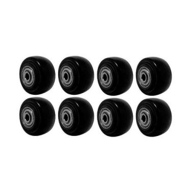 Imagem de Kit 8 un roda pvc preto 1.5/8 pol 40kg p/ rodízio - AJAX