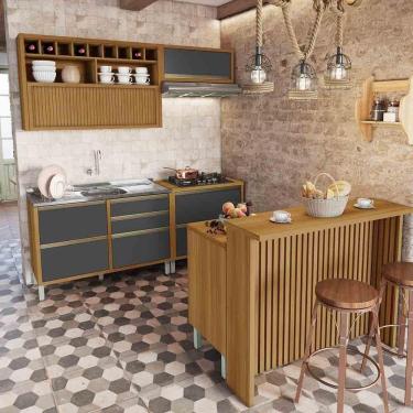 Imagem de Cozinha 06 Pçs Nesher Baronesa Gourmet 100 Mdf Freijó Com Grafite