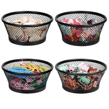 Imagem de DANRONG Porta-Clipes De Papel, Suporte Para Mesa, Malha, Dispensador Metal, Organizador Recipiente Fichário, Escritório, Escola, Preto, Pacote Com 4