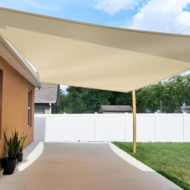Imagem de TANG Guarda-Sol 20'X20' Bege Quadrado Tecido Protetor Solar Bloqueador Uv Permeável Para Pátio Externo Jardim Pérgola Gazebo Deck