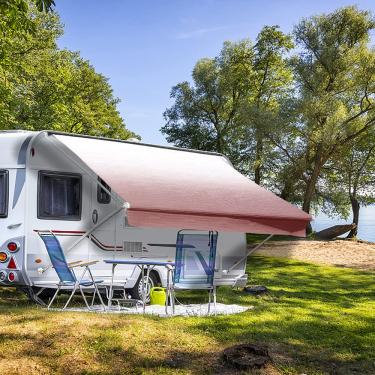 Imagem de Suncode Tecido De Substituição Para Toldo Rv, Cobertura Universal À Prova D'Água Áreas Externas, Trailers, Trailers E Motorhomes, Vinil Premium 12 Pés (Tecido 11 2 Polegadas), Cor Bordô Desbotado