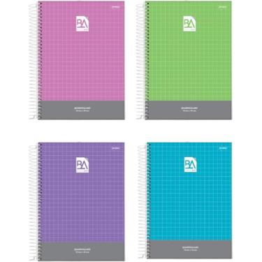 Imagem de Caderno Quadriculado Universitário, Jandaia 59362, Multicor, 4 unidades