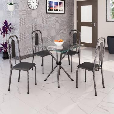 Imagem de Conjunto Sala de Jantar com 4 Cadeiras Lívia Preto/Prata