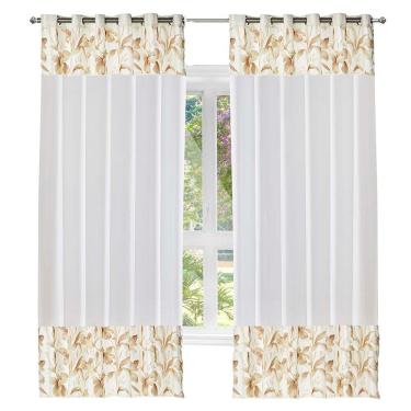 Imagem de Cortina Dupla Forro Devorê Marselha 300x250cm Marfim Casa Doro