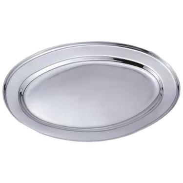 Imagem de Bandeja Travessa Oval Rasa Inox Média para Servir 35cm - Mypa