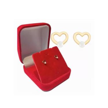 Imagem de Brinco Ouro 18k 750 Infantil Coração Vazado Com Pérola Bebê - ZELLO JÓ