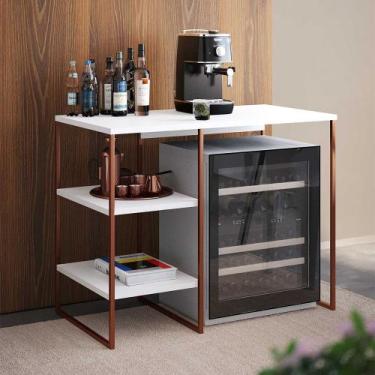 Imagem de Aparador Adega Industrial Bar Barzinho Bourbon Aço Cobre e Branco 95 C