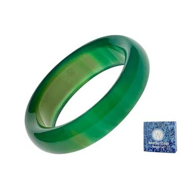 Imagem de Whitestone Jewelry Co. Matcha Chá Verde Escuro Ágata Pedra Anel Anel, Empilhável, Tamanho 4,5-14,75