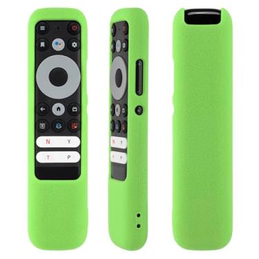 Imagem de Capa protetora de silicone para controle de voz inteligente T-CL RC902N FMR1, à prova de choque, lavável, não irrita a pele, antiperda, capa com laço (brilha em verde escuro)