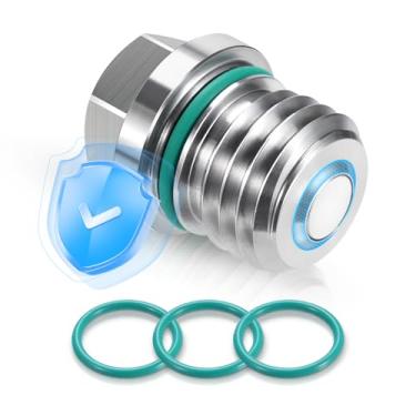 Imagem de DEEFILL Bujão de drenagem de óleo magnético de aço inoxidável com anel de vedação compatível com carrinhos de golfe EZ GO 2008-Up TXT e RXV, alguns motores Kawasaki substituem 92066-0774 e 603557