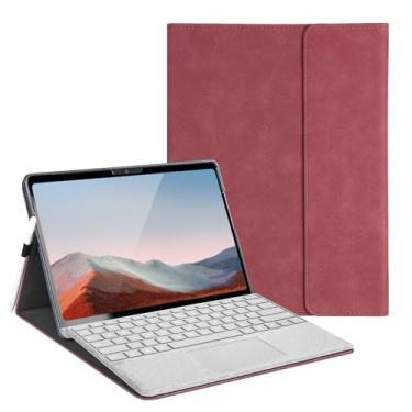 Imagem de SSS·GRGB Capa para Microsoft Surface Pro 7 Plus/7/6/5/4 de 12,3 polegadas, visualização em vários ângulos, suporte para caneta, dissipação de calor leve, compatível com teclado tipo capa, vermelho