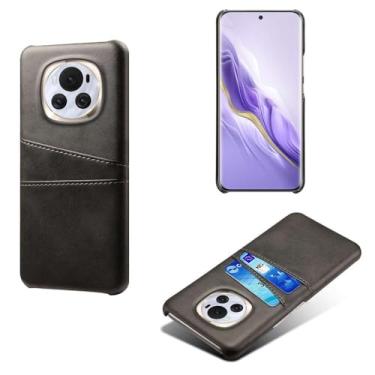 Imagem de Capas Compatível com Honor Magic6,Caso de couro PU-Tampa de telefone a prova de choque com 2 slots de cartão,Proteção anti-impressão digital e anti-gota-Blue