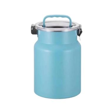 Imagem de ＫＬＫＣＭＳ Recipiente de alimentos com tanque selado versátil com alça recipiente decorativo para cereais pote hermético para lanches cereais açúcar café nozes, Azul