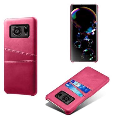 Imagem de Capa compatível com Sharp Aquos Sense R6, capa de couro PU - Capa de telefone fina à prova de choque com 2 compartimentos para cartão, proteção anti-impressão digital e antiqueda, plástico de couro