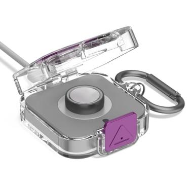 Imagem de Wacanc Capa de plástico com trava segura compatível com carregador Oura Ring Gen 4, capa protetora portátil para carregador Oura Ring Gen 4 com mosquetão, apenas capa protetora (roxa)