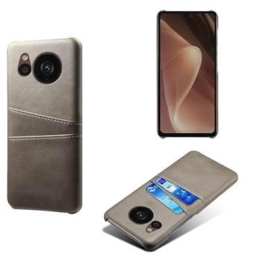 Imagem de Capa compatível com Sharp Aquos Sense 7 Plus, capa de couro PU - Capa de telefone fina à prova de choque com 2 compartimentos para cartão, proteção anti-impressão digital e antiqueda, plástico