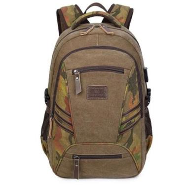 Imagem de Mochila Masculina de Lona Com Entrada USB Para Notebook - AOLIDA, Marr