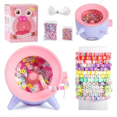 Imagem de Caydo Spinner de contas de argila, 2 em 1 giratório elétrico de argila e sementes para fabricação de joias, ajuste de velocidade e direção de rotação, máquina de fazer pulseiras com agulha e linha