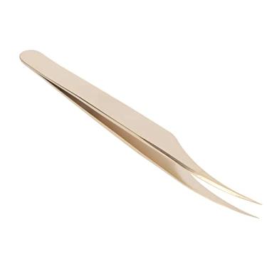 Imagem de Domary Tweezer de Aço Inoxidável Tweezer Extensão de Cílios Profissionais Aplicação de Unhas Golden (Tweezer de golfinho de 12,6 cm de comprimento)