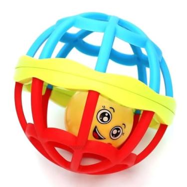 Imagem de Mordedor Bolinha com Chocalho para Bebês, Silicone, Colorido, 3+ Meses