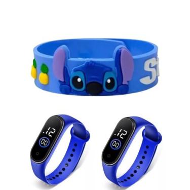 Imagem de Relogio digital e pulseira infantil masculino do Stich kit 2 em 1 meni