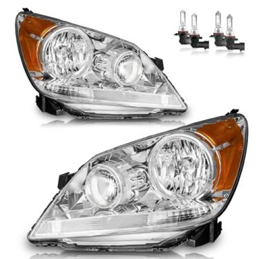 Imagem de Vizotae Conjunto de faróis para Honda Odyssey 2005-2007 substituição de farol de halogênio, farol alto/baixo com lâmpadas, lado do motorista e do passageiro