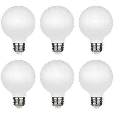 Imagem de KGC Lâmpada LED Edison Globo, lâmpada branca quente 2700K CRI 95, lâmpada de filamento de LED, 4,5W equivalente a 40W, G80 regulável 450LM E26 Base, luz espelhada para banheiro, vidro fosco (G80-2700K-4Pack)