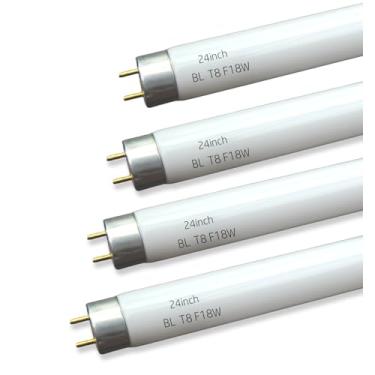 Imagem de Pacote com 4 tubos 61.0 cm BL T8 F18W fluorescente preto claro azul, 2 pés 350BL substituição TL-D 18W lâmpada actínica, base G13 bi-pin