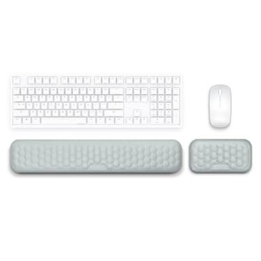 Imagem de MAAOBR Conjunto de apoio de pulso para teclado em espuma viscoelástica Suporte ergonômico para teclado e mouse para alívio da dor na digitação, conforto para escritório(Gray,L-44x8x2cm)