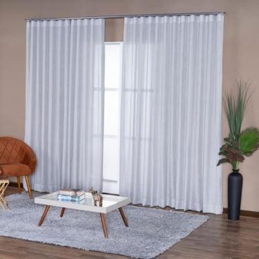 Imagem de Cortina Voil Flamê Gaze De Linho 4,00m X 2,50m Trilho Suiço De Luxo (Cinza)