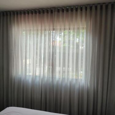 Imagem de Cortina Voil Linho + blackout 80% Trilho Suíço Duplo Alto Padrão 8,00x